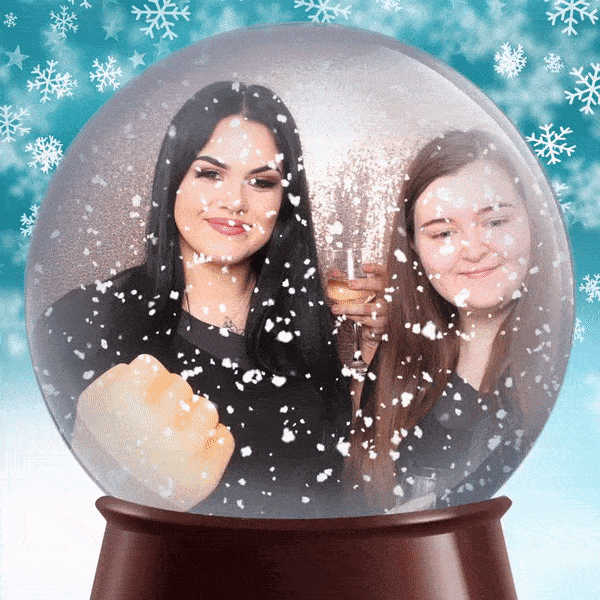 Christmas party photo booth hire snow globe GIF