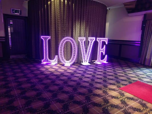 4ft love letters hire in lilac
